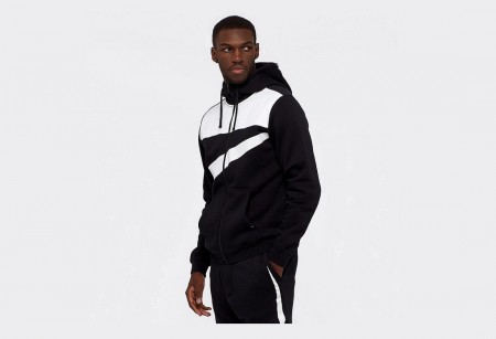 толстовка мужская Nike Sportswear Full-zip Hoodie Black / White Logo