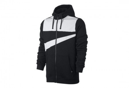 толстовка мужская Nike Sportswear Full-zip Hoodie Black / White Logo