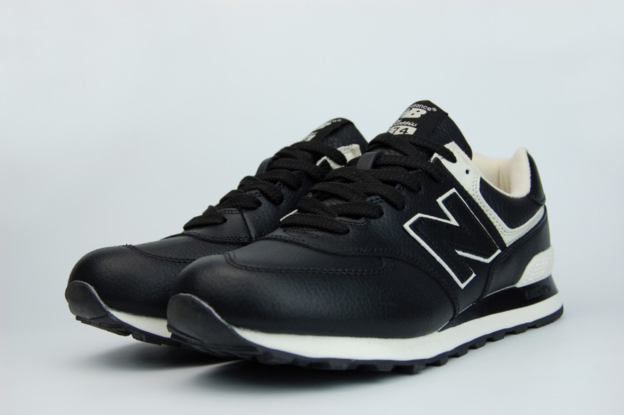 кроссовки New Balance 574 Leather Black / White / White