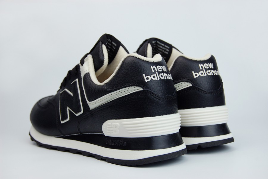 кроссовки New Balance 574 Leather Black / White / White