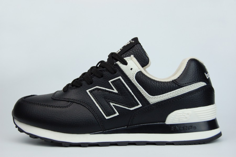 кроссовки New Balance 574 Leather Black / White / White