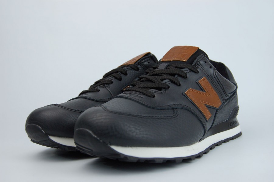 кроссовки New Balance 574 Leather Black / Brown