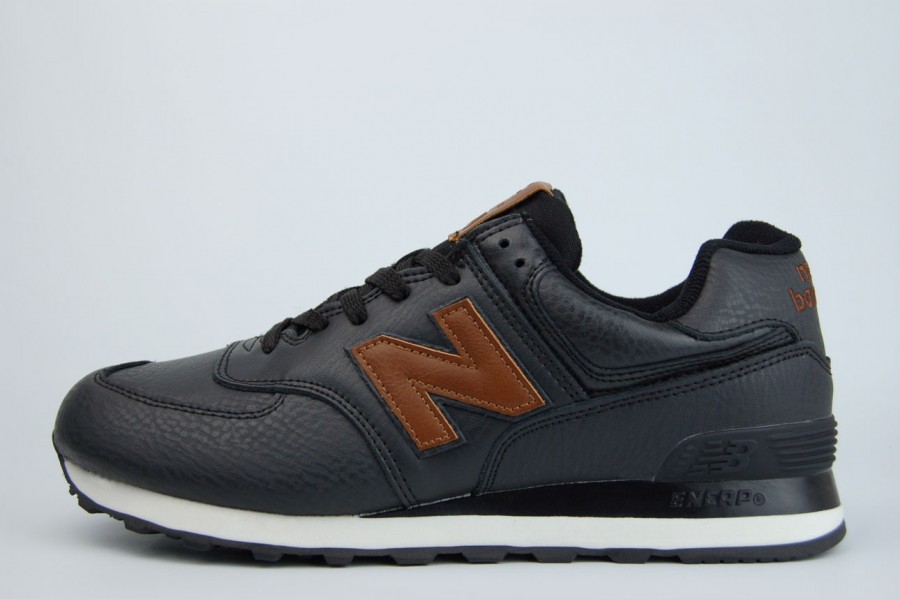 кроссовки New Balance 574 Leather Black / Brown