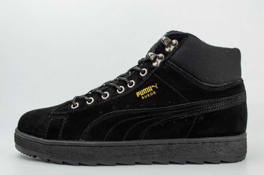 кроссовки Puma Suede Mid Fur Triple Black