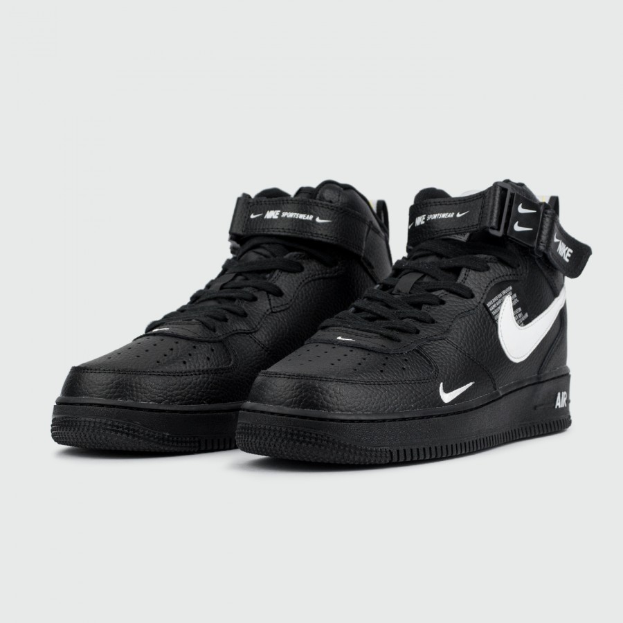 кроссовки Nike Air Force 1 Mid LV8 Utility Black / White with Fur