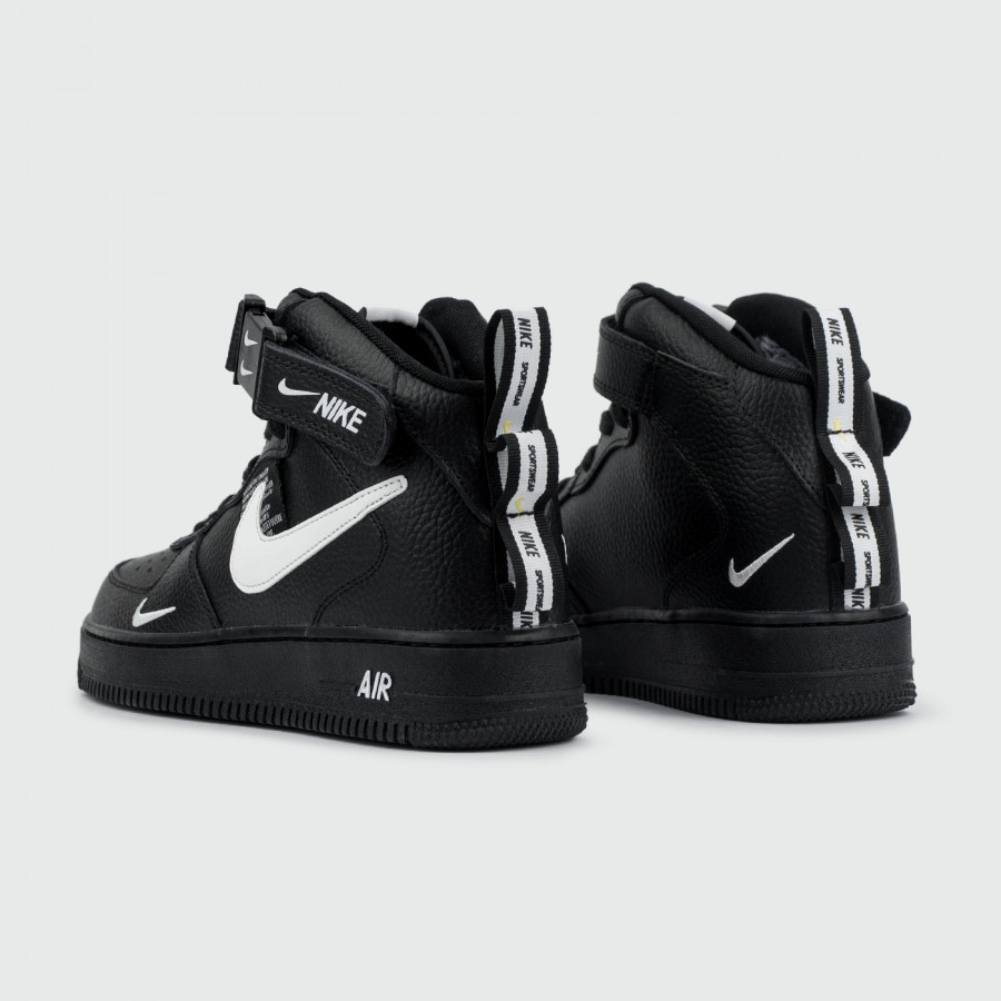 кроссовки Nike Air Force 1 Mid LV8 Utility Black / White with Fur
