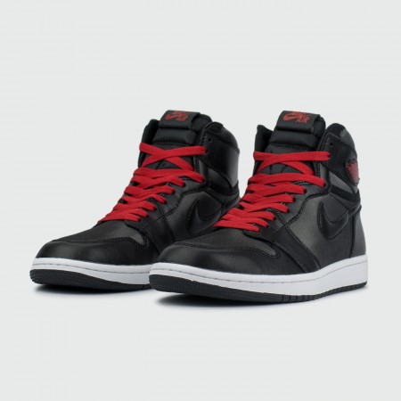 кроссовки Nike Air Jordan 1 Black / White / Red Laces
