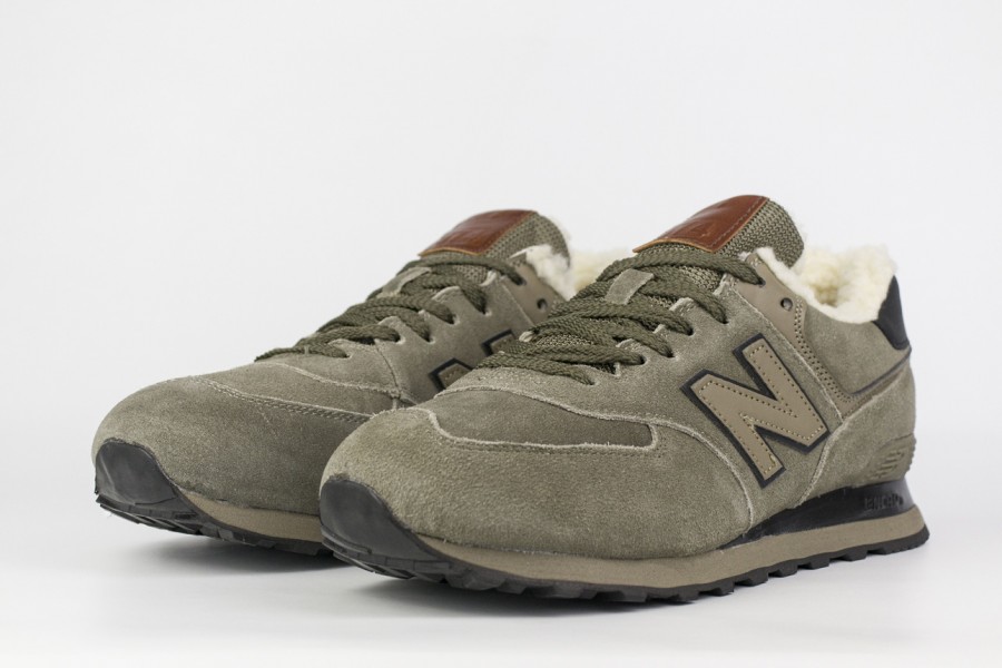 кроссовки New Balance 574 Olive with Fur