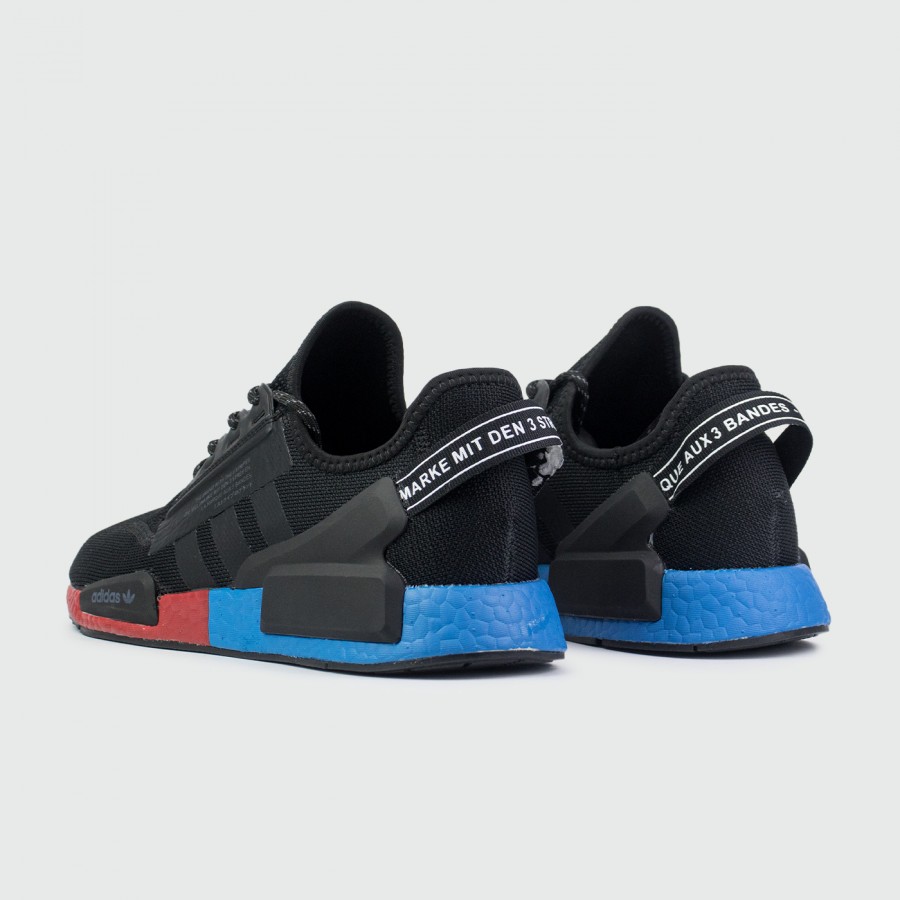 кроссовки Adidas NMD R1 V2 Black / Reb Blue Ftwr.