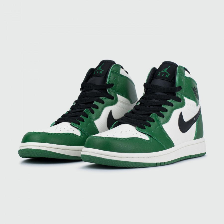 кроссовки Nike Air Jordan 1 Wmns White / Green with Fur