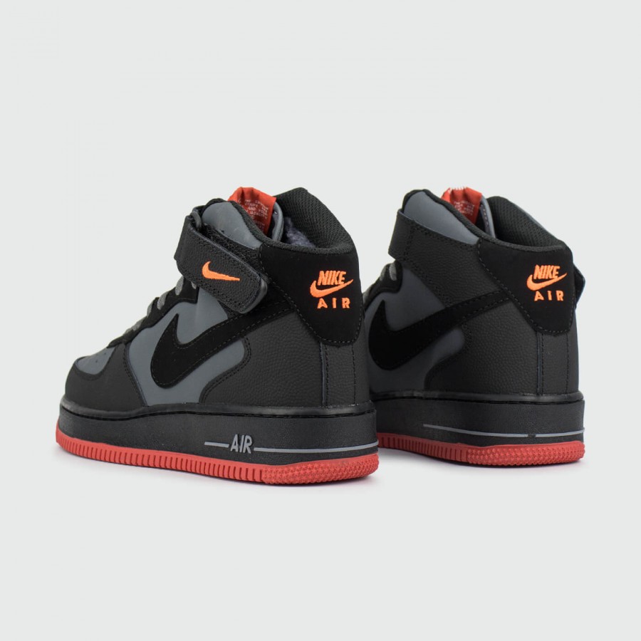 кроссовки Nike Air Force 1 Mid Grey / Red with Fur