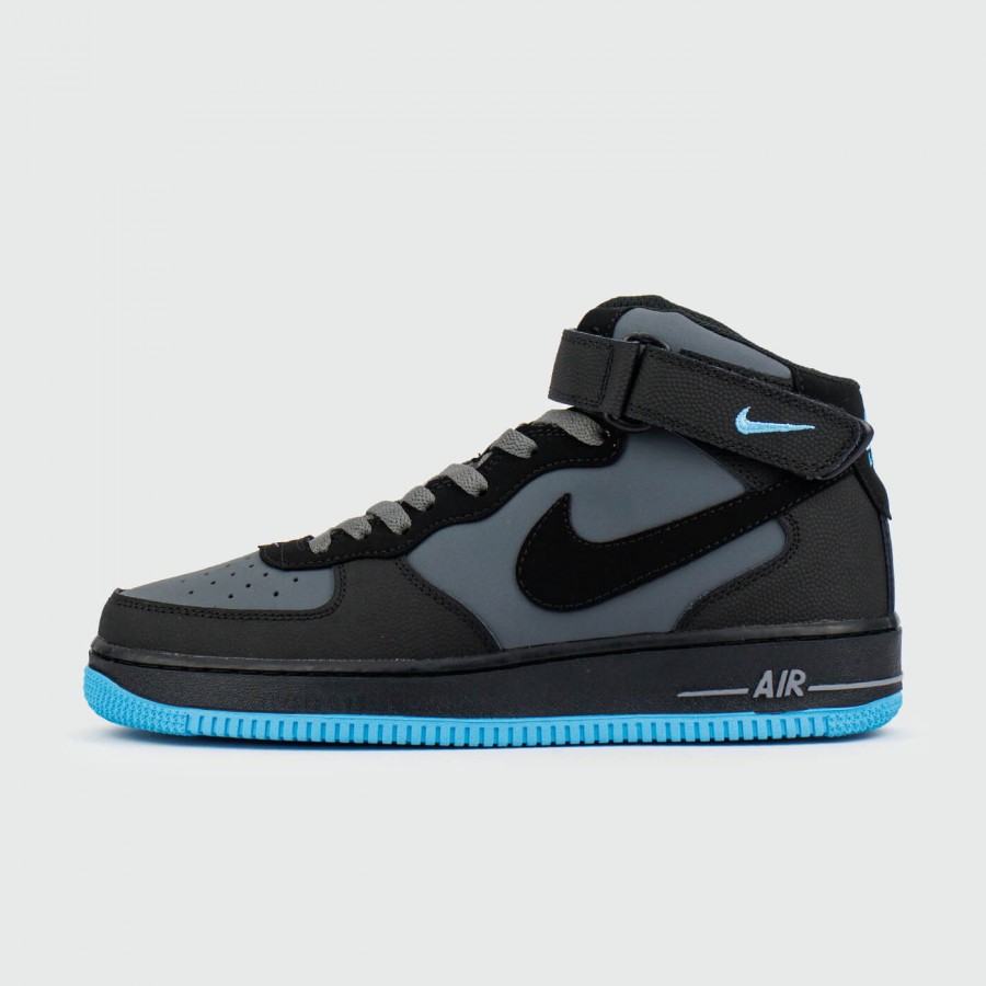 кроссовки Nike Air Force 1 Mid Grey / Blue with Fur