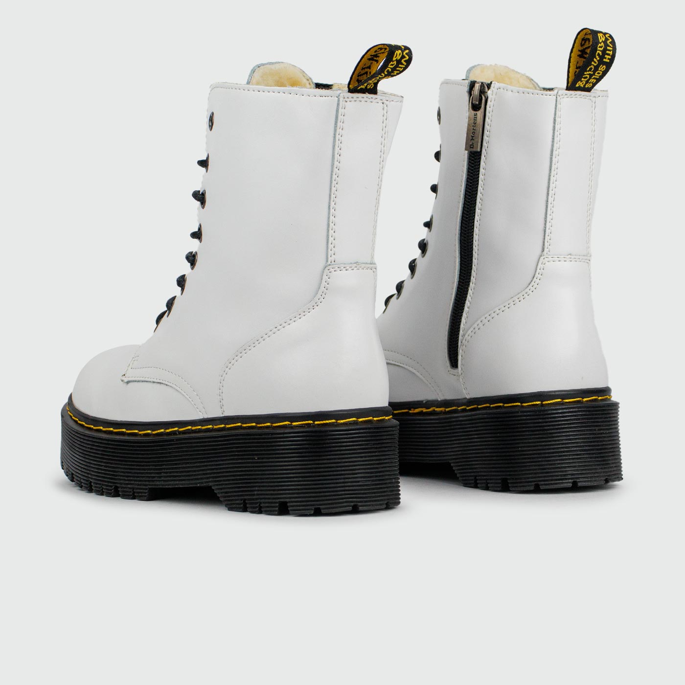 Ботинки Dr. Martens 1460 White Black Leather with Fur