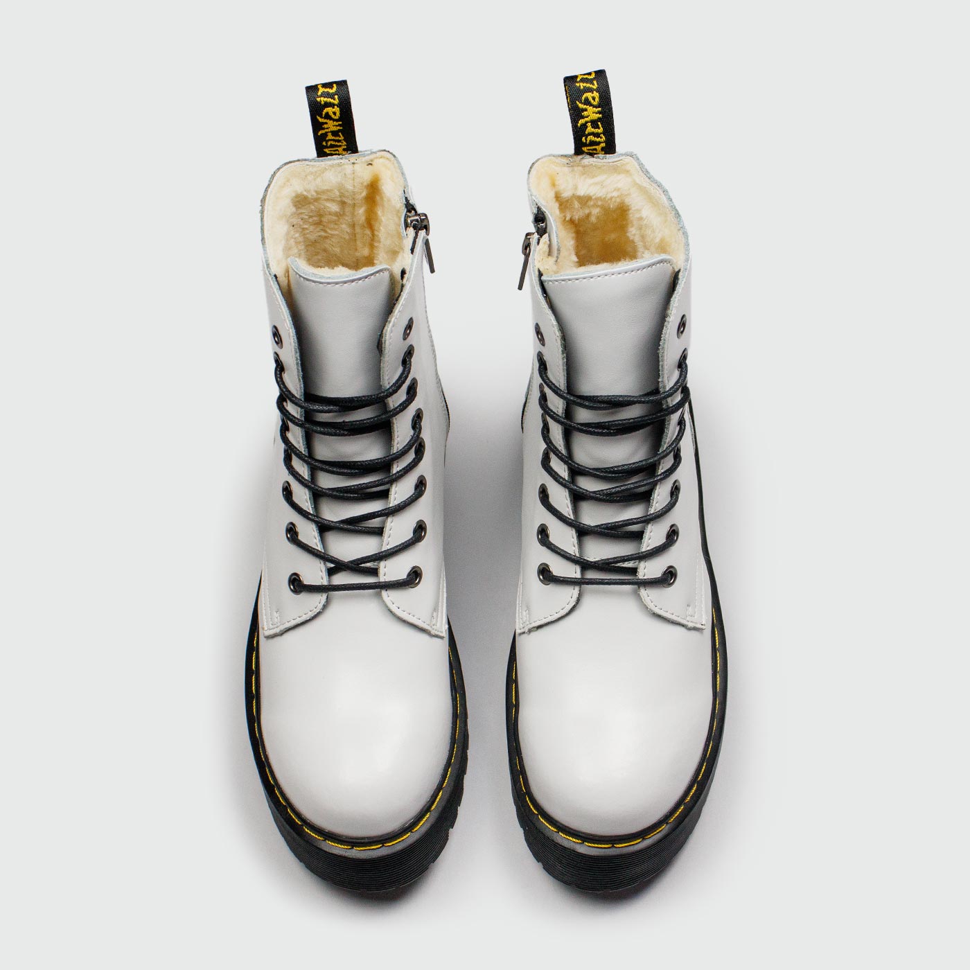 Ботинки Dr. Martens 1460 White Black Leather with Fur