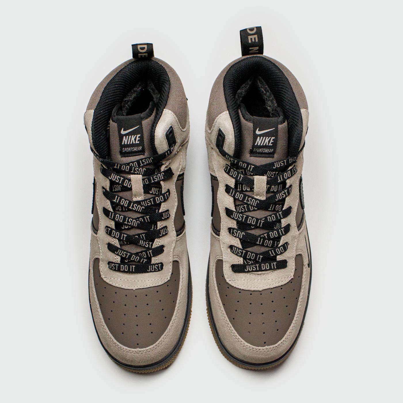 Кроссовки Nike Air Force 1 Mid L.Grey / D.Grey with Fur Wmns