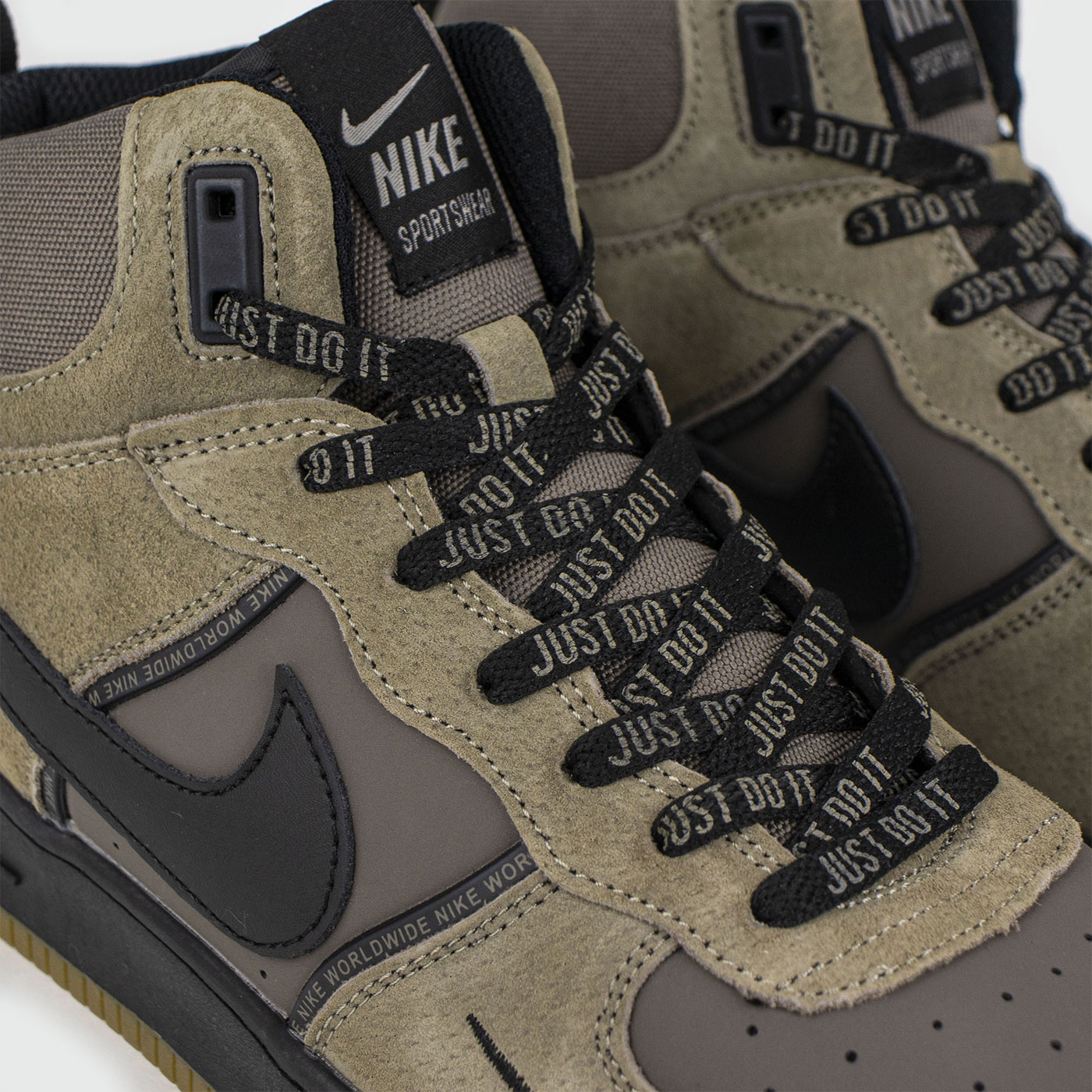 Кроссовки Nike Air Force 1 Mid Olive / Brown with Fur