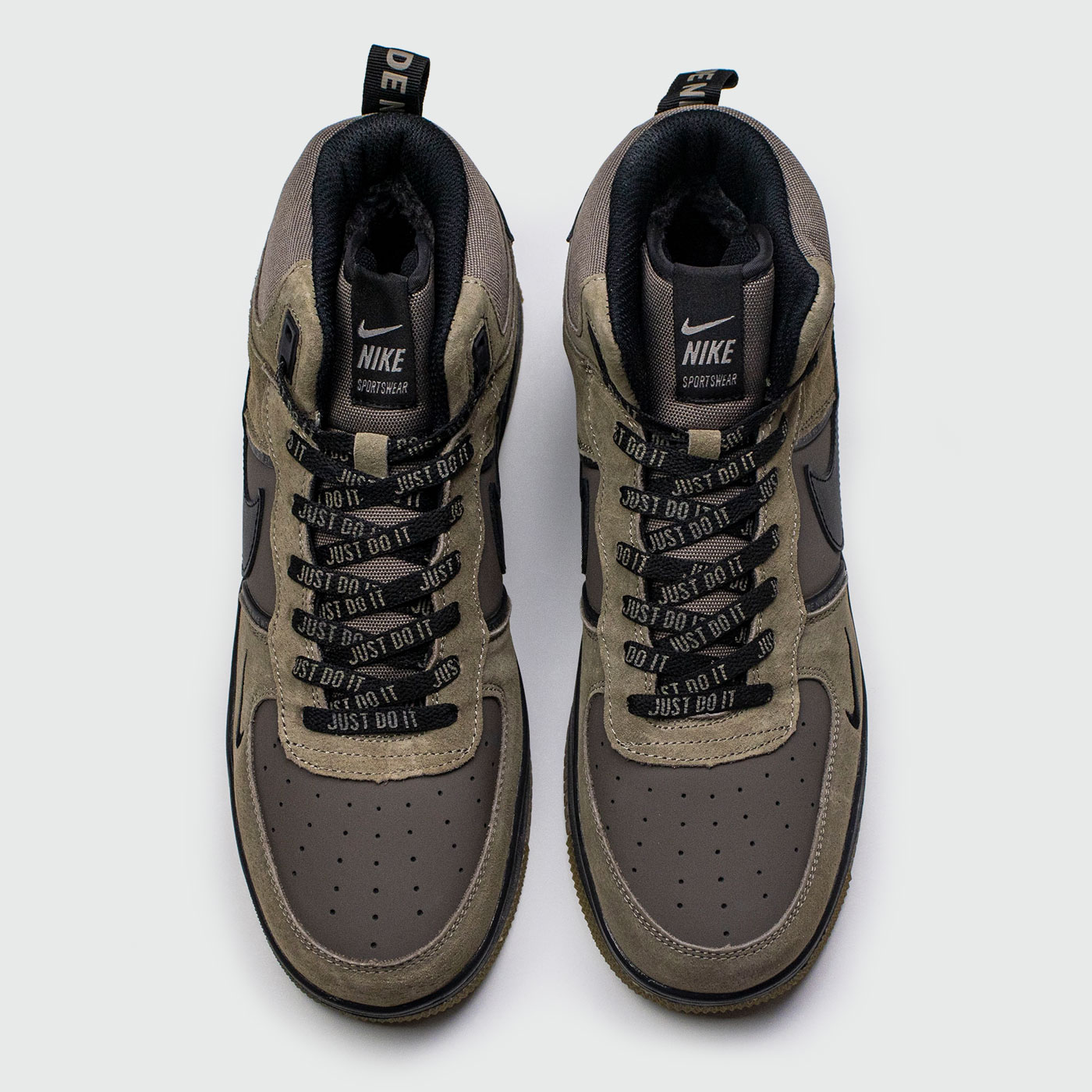 Кроссовки Nike Air Force 1 Mid Olive / Brown with Fur
