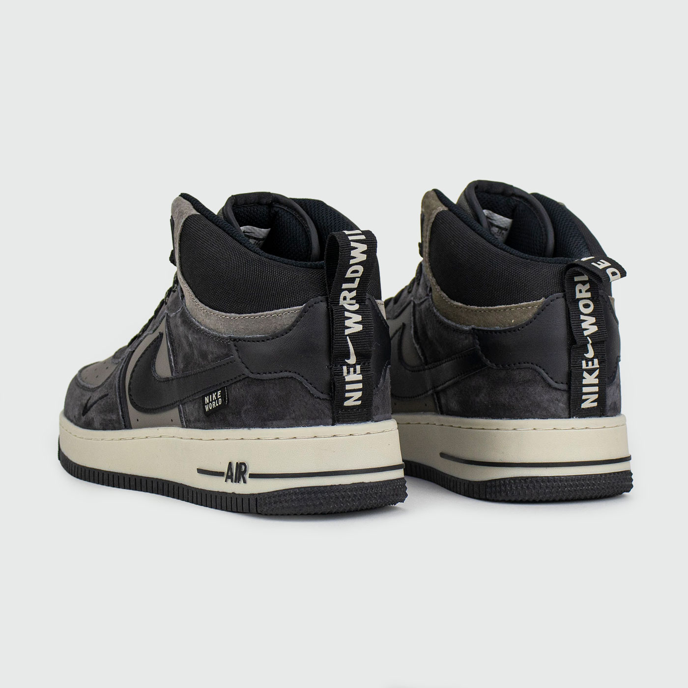 Кроссовки Nike Air Force 1 Mid Grey / Black with Fur